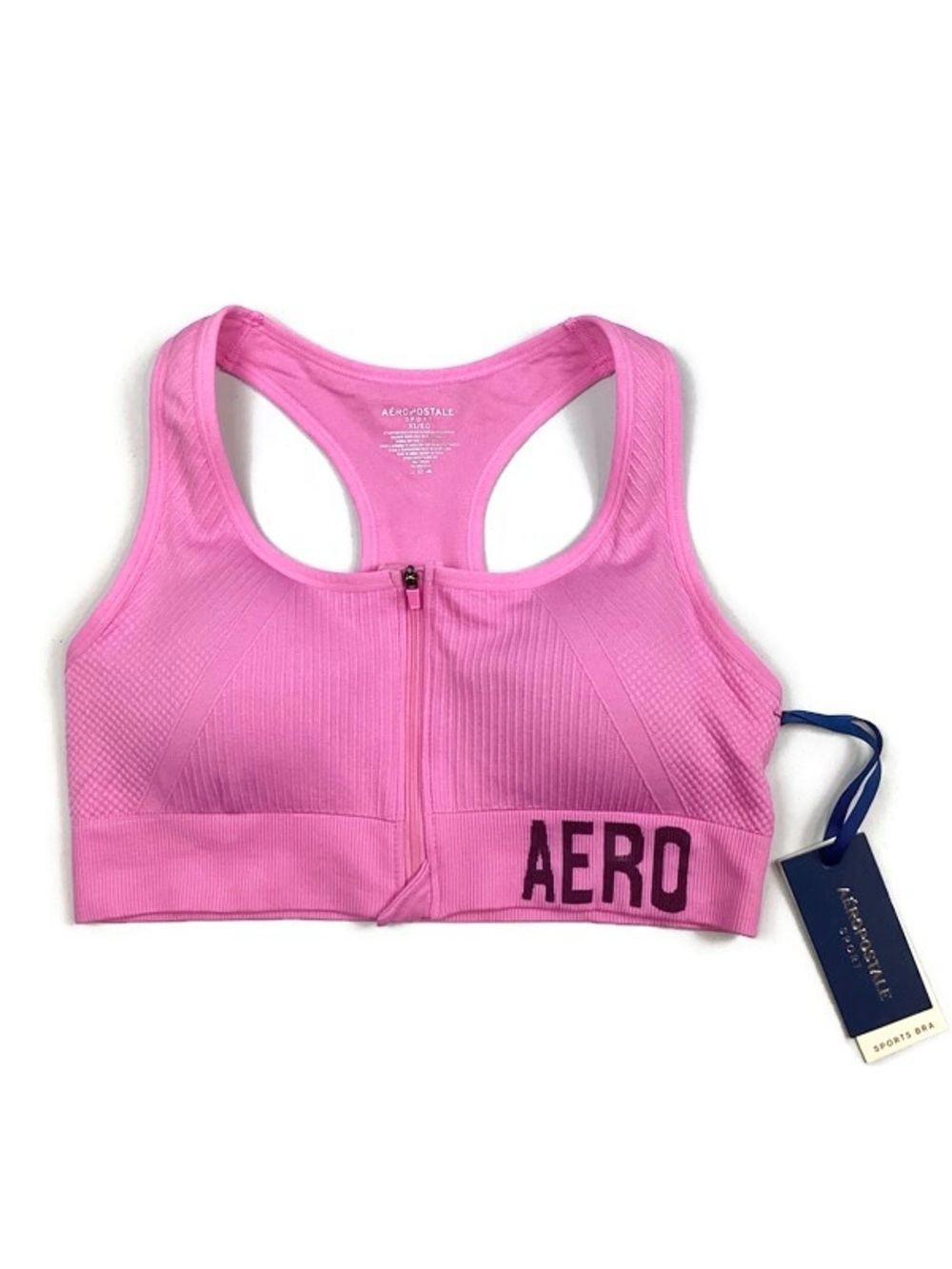 Aeropostale Sport Pink Front Zip Athletic Sports Bra Juniors XL NEW! Retail $42